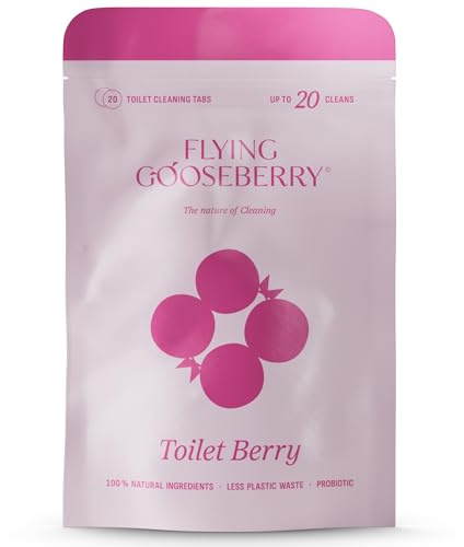 FLYING GOOSEBERRY® Reinigungstabletten Toilet Berry [REICHT FÜR 20 ANWENDUNGEN] - Reinigungstabletten für WC - Toilettenreiniger für Bad - Toiletten Tabs