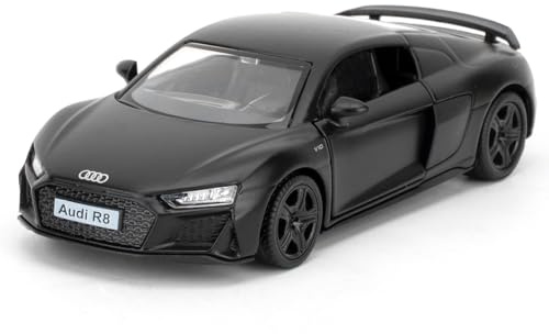 BGHSCA Audi R8 Modellauto im Maßstab 1:36, Spielzeugauto aus Zinklegierung mit Rückzugmechanismus für Kinder und Erwachsene, schwarz