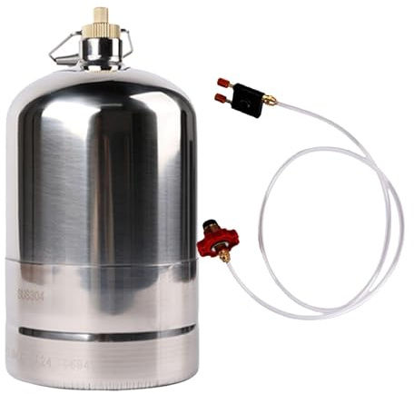 Stainless Steel Gas Bottle Inflatable Empty Refillable for Hiking Fishing 1.5L