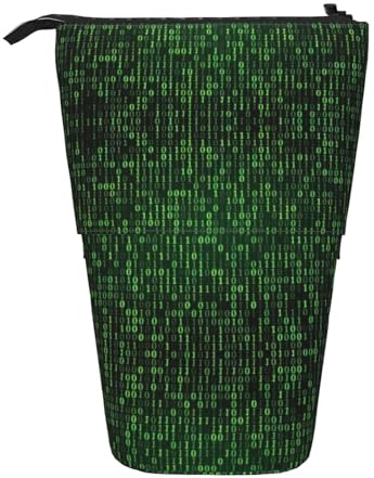 OTTKGGA Hacker Era Teleskop-Federmäppchen mit Reißverschluss, tragbar, für Schule, Büro, Studenten, Schwarz , Einheitsgröße