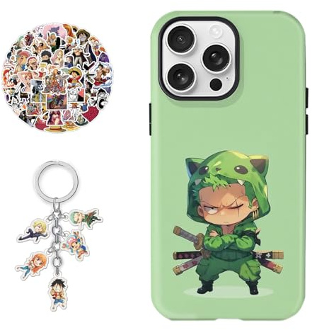 Lgleoxh One Anime Piece Phone Case for iPhone 13 Pro TPU Phone Cover Cartoon cool Roronoa Zoro, Free Keychain&Sticker (iPhone 13 Pro)