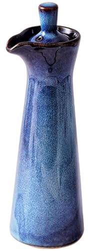 HXY Ceramic Olive Oil Dispenser Bottle,Traditional Japanese Ceramic Soy Sauce Dispenser - 120ml Pottery Soy Sauce and Vinegar Bottle,Vinegar Container Jar Suitable for Storage Coffee Syrups (Blue)