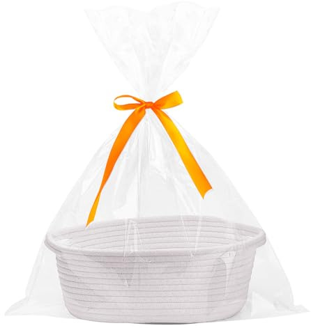 Woven Baskets for Organizing, Empty Cotton Rope Basket for Storage Toy, Organizer Bin Portable for Dressers Bedside Tables Dorm Apartment Bathroom Nursery Living Room Thanksgiving