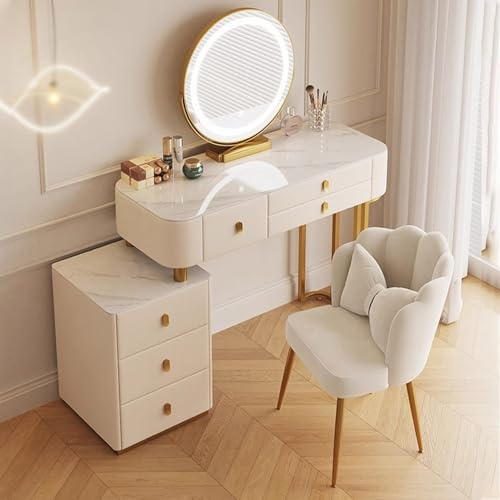 TAITUTE Schminktisch Set mit Spiegel und Schubladen,Frisiertisch Schlafzimmer für Mädchen Hocker Make-up-Schminktisch,Schlafzimmer-Kosmetikkommode als Geschenk