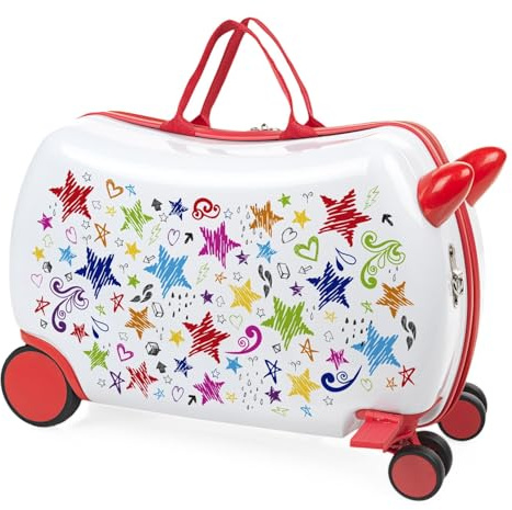 ITACA - Kinderkoffer Mädchen & Jungen: Zum Draufsitzen, Kindergepäck, Kindertrolley - Reisebegleiter, Multicolor