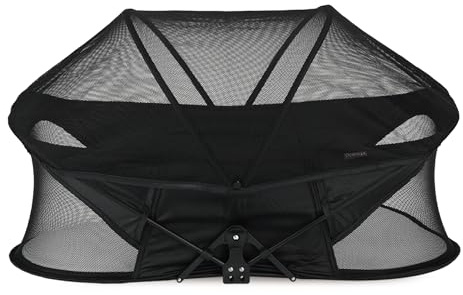 Deryan Infant Baby Bett, Pop Up Reisebett, von Geburt bis 1.5 Jahre, Leicht & Kompakt, Innerhalb 2 Sekunden aufgestellt, Reisebett Baby, inkl. Moskitonetz & Reisetasche (Premium Schwarz, 81x58x45 cm)
