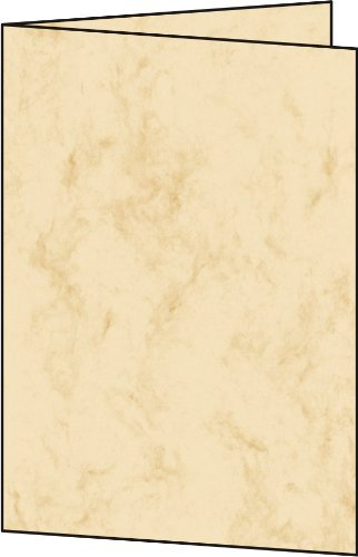 SIGEL DC642 Klappkarten Faltkarten blanko, marmoriert beige, A6, Edelkarton 185 g, 25 Stück