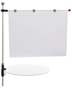 MAUL Planhalter Tisch | Präsenter für Poster, Pläne, große Vorlagen | Verstellbare Schwenkarm als Aufhänger für Papier A1 | Befestigung mit Klemmfuß an Tisch und Schreibtisch | Schwarz/Grau