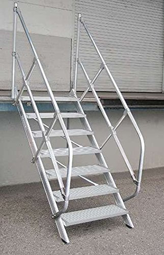 Aluminium-Treppe 60°, Stufenbreite/Stufentiefe 1000/200 mm Stufenanzahl 5, Senkrechte Höhe 1,21 m