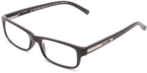 Foster Grant Men's Brandon Rectangular, Black, 50 mm 2.75