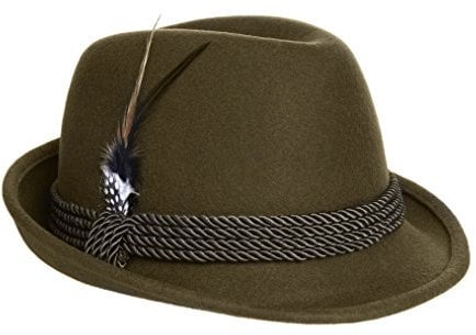 Bayerischer Hut aus Wolle für Alpine Holiday Oktoberfest – Olivgrün Fedoragrün XXL 7 7/8 Erwachsene Groß bis 21,6 cm 3/8 Zoll St. Patrick's Day 1/2 Zoll, Grüne Wolle, 7 1/2