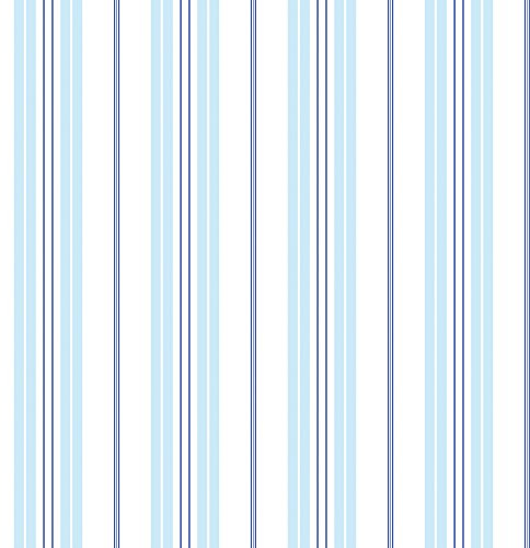 Galerie G23064 Deauville 2, 2 Colour Stripe Wallpaper, Sky/Navy Blue, 10m x 53cm