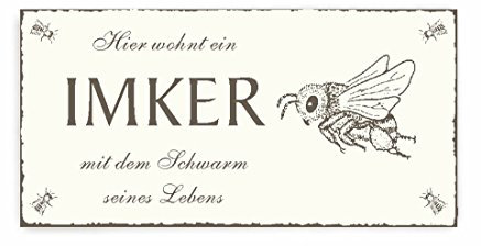 TÜRSCHILD « Hier wohnt ein IMKER mit dem SCHWARM seines LEBENS » Hirsch Vintage Dekoschild Holzschild Schild Honig Imkerei