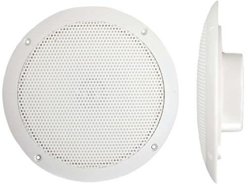 PQN Audio Eco60-4W 6 inch Ultra Slim Waterproof Marine Speaker for RV, Camper, Cabinet and Golf Carts. Chemical and UV Resistant. Wall and Floor Mount Outdoor Speakers (White)
