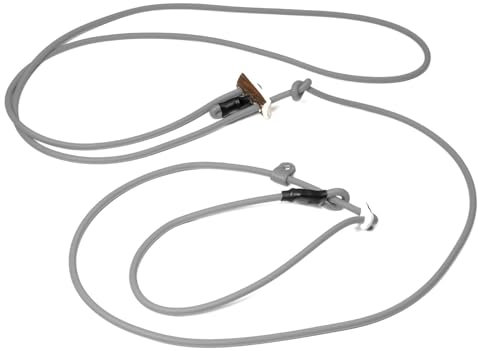 Mystique® Biothane Hunting Profi lautlos Umhängeleine 280cm Moxon mit Zugbegrenzung (8mm, grau)