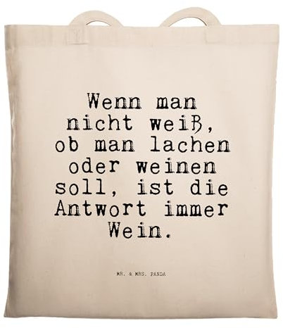 Mr. & Mrs. Panda Tragetasche Wenn Man Nicht weiß,... - Geschenk, Trauer, Weisheiten, Spruch Geschenke, Schultertasche, Trennung, lustige Sprüche,