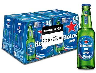 Heineken 0,0 Cerveza Lager Sin Alcohol Caja 4 Pack Botella, 6 x 25cl