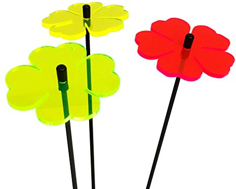 Sun Catcher Garden Decor Sonnenfänger Set aus 3 kleinen leuchtenden Blumen. Besondere Garten Dekoration für Garten, Balkon oder Terrasse, Farbe:rot/gelb/grün