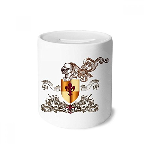 DIYthinker Mittelalterliche Ritter von Europa Rüstung Emblem Geldkasten Sparkassen Keramik Münzfach Kinder Erwachsene 3.5 Zoll in Height, 3.1 Zoll in Duruchmesser Mehrfarbig