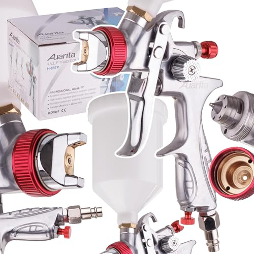 Auarita HVLP-Technologie Spritzpistole H-887P 1,4 mm Düse Langlebig 600 ml Fassungsvermögen zum Lackieren DREI Einstellmodi Sehr effizient Gut für schwere Materialien
