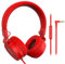 Puro Sound Labs PuroBasic - Auriculares con Cable para niños, con limitación de Volumen, Diadema Plegable y Ajustable con micrófono, Compatible con Smartphones, tabletas y PC (Rojo)