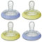 Tommee Tippee Closer to Nature natürlich geformter Beruhigungssauger für die Nacht, 0-6 Monate, 4er-Pack, gelb und blau