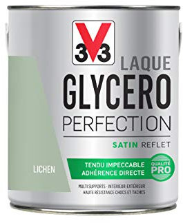 V33 Peinture multi-supports monocouche Laque Glycéro satin, Lichen, 2 L
