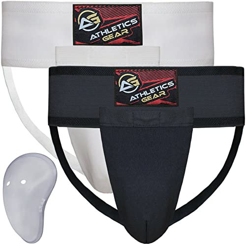 Protège-aine avec coque en gel - Protection idéale pour l'athlétisme, les arts martiaux, le kickboxing, le Muay Thai et le cricket - Noir - Taille M