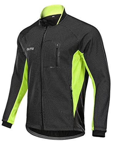LDLXDR Maillots de Cyclisme Homme- Veste de vélo à Manches Longues Automne et Hiver, Plus Velours, Coupe-Vent et Chaud,Green,XL