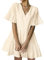 FANCYINN Women's Ruffle Bell Sleeve Shift Dress Babydoll Linen Casual Summer Tunic Mini Dress with Pockets Beige M