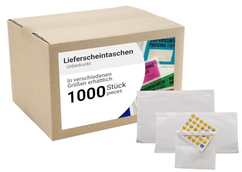 dm-folien Lieferscheintaschen C7 I 1000 Stück I Selbstklebende Versandtaschen I Blanco Versandunterlagen für Lieferscheine & Rechnungen I Versandzubehör aus PP I transparent & unbedruckt
