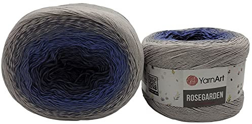 YarnArt Rosegarden, 500 g Bobbel lana gradiente, 100% cotone, multicolore (grigio blu 315)