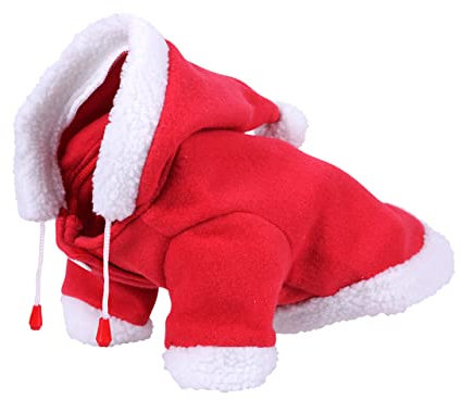 Hundedecke Weihnachtsmantel mit Kapuze und Schriftzug Rot ARBO-INOX® (50CM)