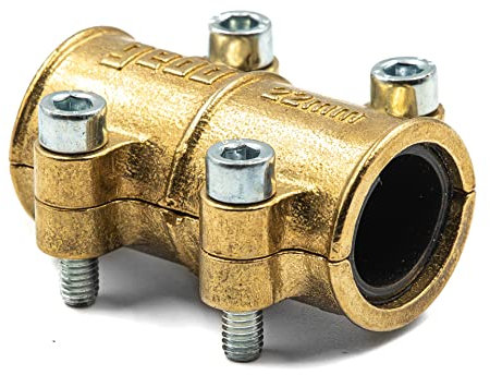 Gebo Rohrschelle 18 mm DVGW - Dichtschelle aus Messig mit EPDM-Gummidichtung - Schelle für die Reparatur von Kupferrohr - Reparaturschelle Wasserleitung Sicher für Trinkwasser