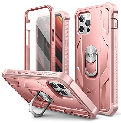Dexnor Case Compatible with iPhone 12 Pro Max [6.7 inch] 360 Full Body Heavy Duty Military Grade Shockproof Hard Back Cover,Built-in Screen Protector and Kickstand for iPhone 12 Pro Max - Pink