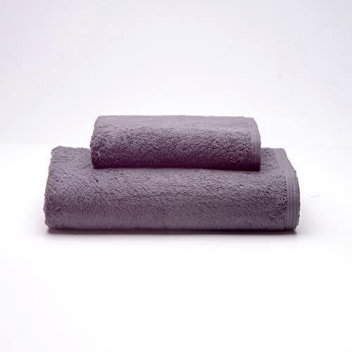 Sancarlos – Juego de 2 Toallas Ocean de Lavabo y Ducha, Color Gris Oscuro, 100% Algodón, 550gr/m2