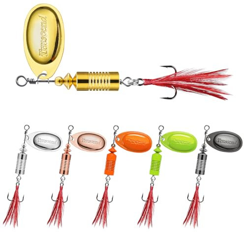 TRUSCEND Angelköder Spinnerbait mit Hahnschwanz Messing Körper Spinner Köder Kit für Barsch Forelle Lachs Zander Hartmetall Swimbaits für Süßwasser & Salzwasser Angelausrüstung Geschenke für Männer