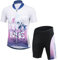 LCIGIA Kinder Fahrrad Trikot Set Jungen Radtrikot Schnell Trocknend Fahrradtrikot Mädchen Atmungsaktiv Kurzarmtrikot + Kurz Radhose mit 3D Sitzpolster Radsport Anzüge, Violett, 134-140