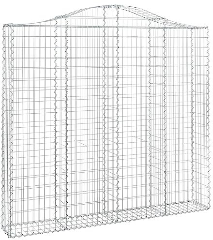 vidaXL Panier de Gabions Arqué Cage à Gabion Mur de Gabion Panier à Pierre Gabion pour Pierre Jardin Patio Extérieur 200x30x180/200 cm Fer Galvanisé