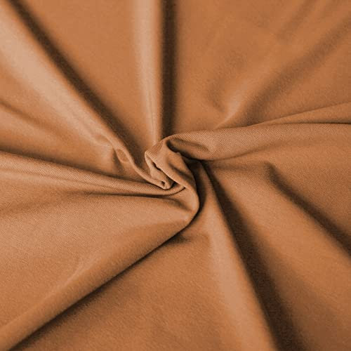 Jersey Stoff Uni - Hochwertiger Baumwolljersey - Meterware, 220g/m², Öko-Tex Standard 100 - Jerseystoffe ab 25 cm Länge Farbe Cognac Braun