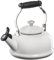 Le Creuset Enamel On Steel Whistling Tea Kettle with Metal Finishes, 1.7 qt., White