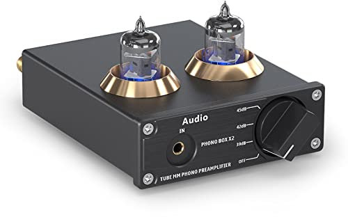 Tube Integrated AMP, Vacuum Tube Phono Preamp with 4 Output Levels and 2 Input Modes Settings, Adjustable Sound Volume and Sound Quality, for Home Cinema Party