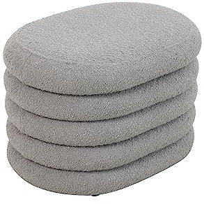 SVITA Blossom S Hocker mit Stauraum Sitzbank Sitztruhe Sitzhocker Aufbewahrungsbox Polsterbank bis 200 kg belastbar Ottomane Boucle-Bezug Hellgrau