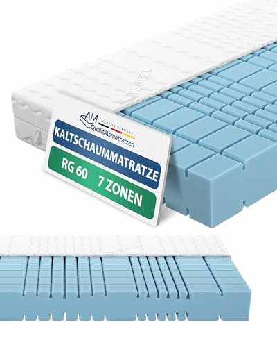AM Qualitätsmatratzen - Premium 7 Zonen Kaltschaum Matratze 160x200 cm H3 - Orthopädische Matratze - Atmungsaktiver Tencel Bezug - Kaltschaummatratze 160 x 200 - Langlebiger Komfort Dank RG60