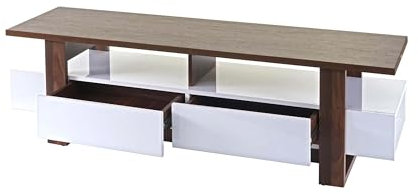Décoshop26 Meuble TV Table Basse avec tiroirs de Rangement Aspect Noyer Brillant 46x150x45cm 04_0005452