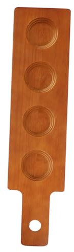 GOOHOCHY 1pc 4 Cup Holder Shot Glass Holder Tray Whiskey Flight Tray Shot Glasses Holder Tasting Flight Board Whiskey Flight Board Drink Coasters Wine Beverage Holder Wood Desktop Server