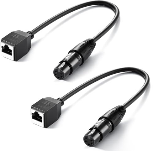 Neewer 5 Pin DMX XLR Female to RJ45 Female Cable, 2 Pack RJ45 to 5 Pin XLR Adapter Connector ONLY for TL60/TL90C/TL120C RGB Tube Light Wand and DMX512 Console Lighting Controller, 1ft/35cm, NC007
