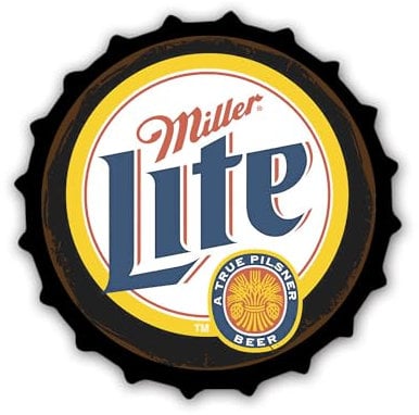 HotcoS Bar Beer Miller Decorative Bottle Caps Metal Tin Signs Cafe Beer Bar Decoration Plat Wall Art Plaque Vintage Home Decor 13.8x13.8 Inch