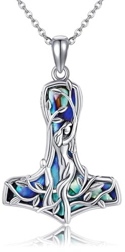 CUPENDA Thor Hammer Necklace Sterling Silver Mjolnir Mother Daughter Pendant Viking Jewellery Mom Gifts for Women Mother Girls