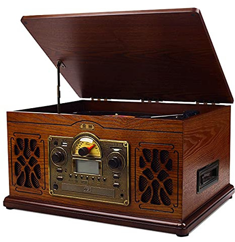 Tocadiscos 11 en 1 Bluetooth con parlantes, Tocadiscos Compatible con Conector para Auriculares, Velocidad de 33/45/78 RPM, Salida de Audio y Entrada de Audio Auxiliar, Adornos de